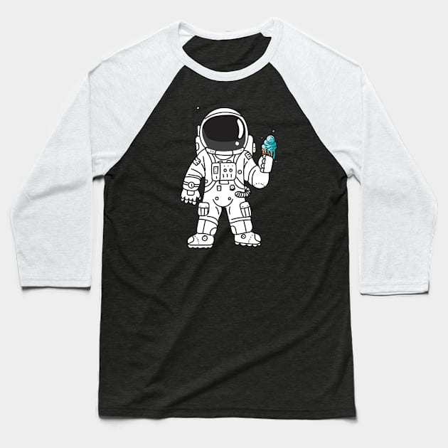 Astronaut Ice Cream Baseball T-Shirt by Vin Zzep
